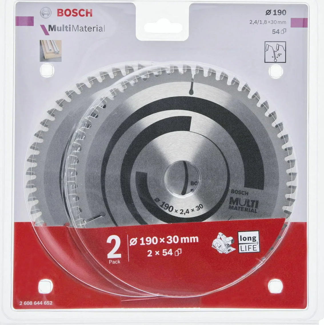 20210518171228_bosch_2608644652_190mm_2tmch.jpeg Bosch Optiline Wood Δίσκος Κοπής Αλουμινίου με 54 Δόντια 190mm 2τμχ 2608644652 - Image 1
