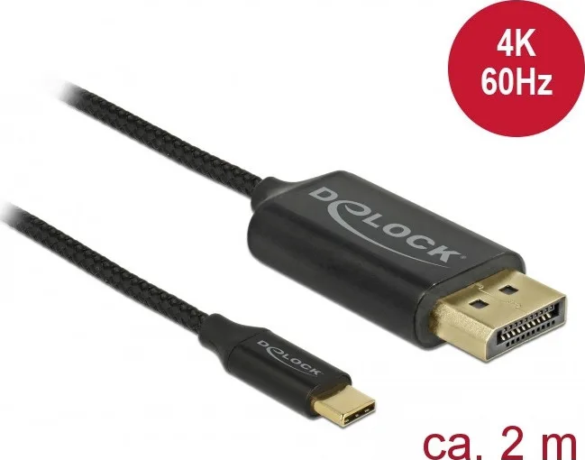 DeLock USB 2.0 Cable USB-C male - DisplayPort Μαύρο 2m 83710 - Image 1