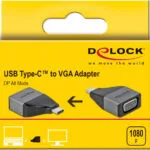 DeLock Μετατροπέας USB-C male σε VGA female Γκρι 1τμχ 64002
