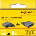DeLock Card Reader Type-C για SD/MemoryStick Γκρι (64117)