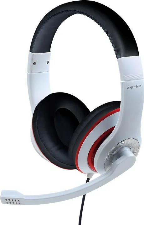 Gembird MHS-03-WTRD Over Ear Gaming Headset με σύνδεση 3.5mm Λευκό - Image 1