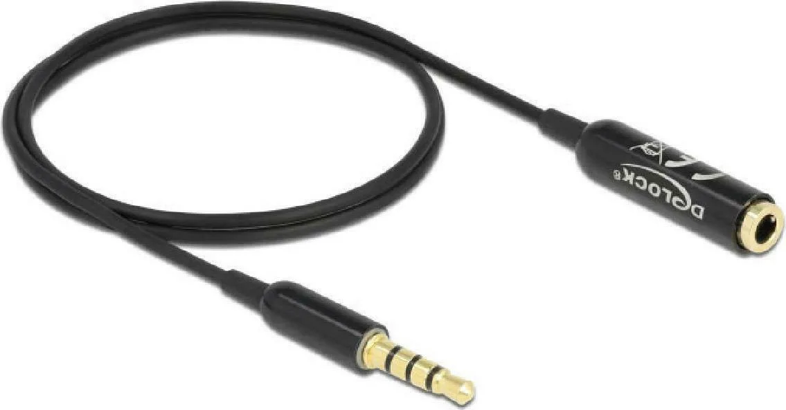 DeLock Καλώδιο Ήχου TRRS 3.5mm male - 3.5mm female Μαύρο 0.5m 66074 - Image 1