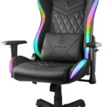 Deltaco RGB Line GAM-080 Καρέκλα Gaming Δερματίνης με Ρυθμιζόμενα Μπράτσα και RGB Φωτισμό Μαύρη