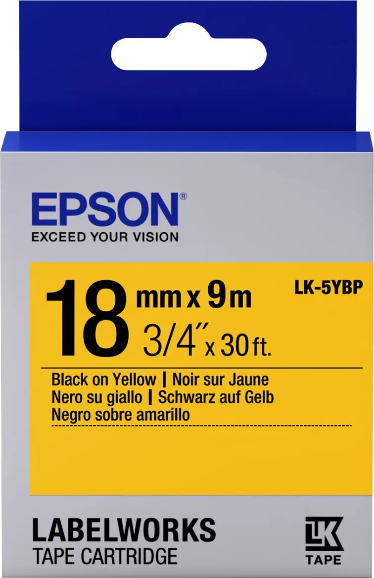Epson LK-5YBP Ταινία Ετικετογράφου 9m x 18mm σε Κίτρινο Χρώμα C53S655003 - Image 1