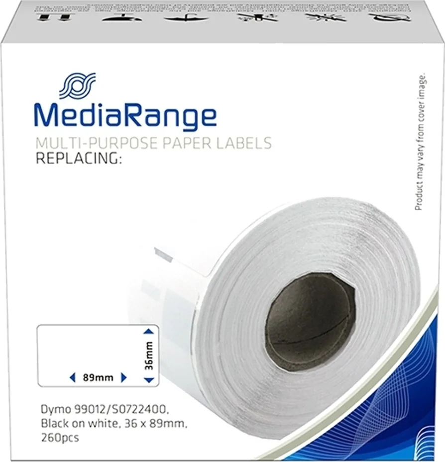 MediaRange MRDY99012 260 Αυτοκόλλητες Ετικέτες σε Ρολό για Εκτυπωτή Ετικετών Για Dymo 99012/S0722400 36x89mm - Image 1