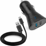 SBS Φορτιστής Αυτοκινήτου 12W 2.1A με Θύρες: 2xUSB μαζί με Καλώδιο Type-C Μαύρος TEKITCRC2U21AUL S5608286
