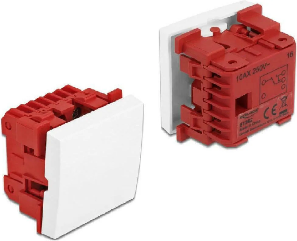 DeLock Easy 45 Χωνευτός Διακόπτης Τοίχου Μονός χωρίς Πλαίσιο Λευκός 81362 - Image 1