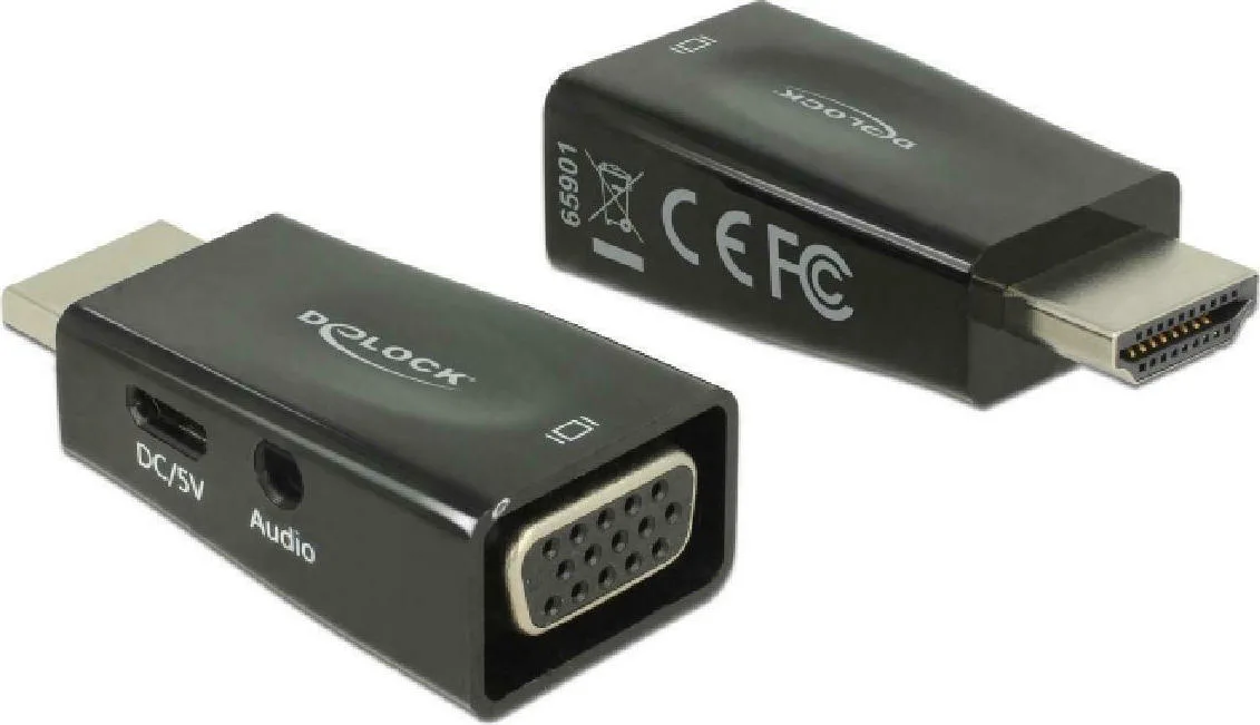 20211012163514_delock_hdmi_male_vga_female_65901.jpeg DeLock Μετατροπέας HDMI male σε VGA female 1τμχ 65901 - Image 1