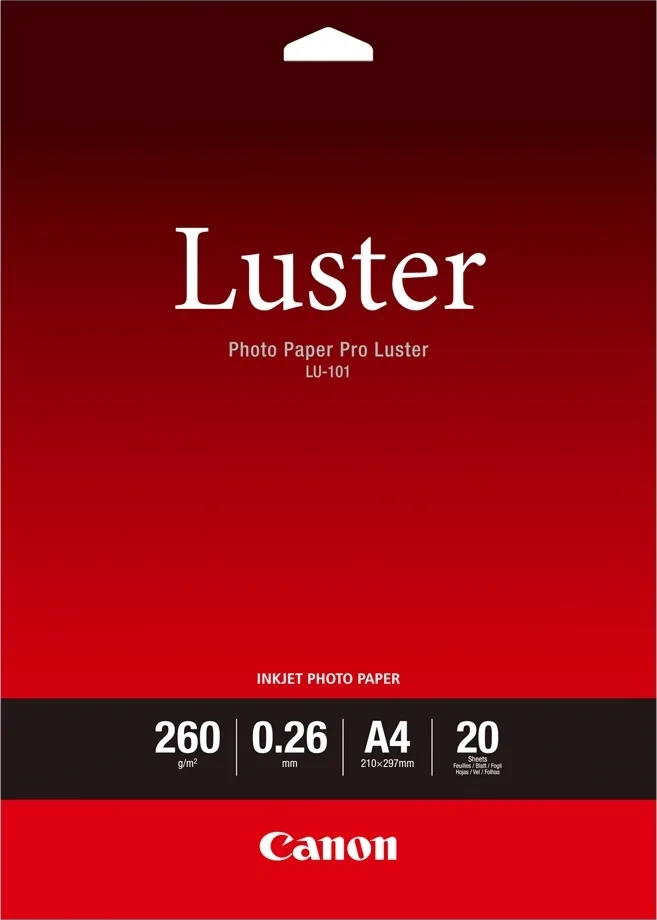 20211014141153_canon_lu_101_pro_luster_a4_260gr_20_fylla_6211b006.jpeg Canon LU-101 Φωτογραφικό Χαρτί Pro Luster A4 (21x30) 260gr/m² για Εκτυπωτές Inkjet 20 Φύλλα (6211B006) - Image 1