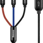 Baseus Three Primary Colors 3-in-1 Braided USB to Lightning / micro USB / Type-C Cable 3.5A Μαύρο 0.3m (CAMLT-ASY01)