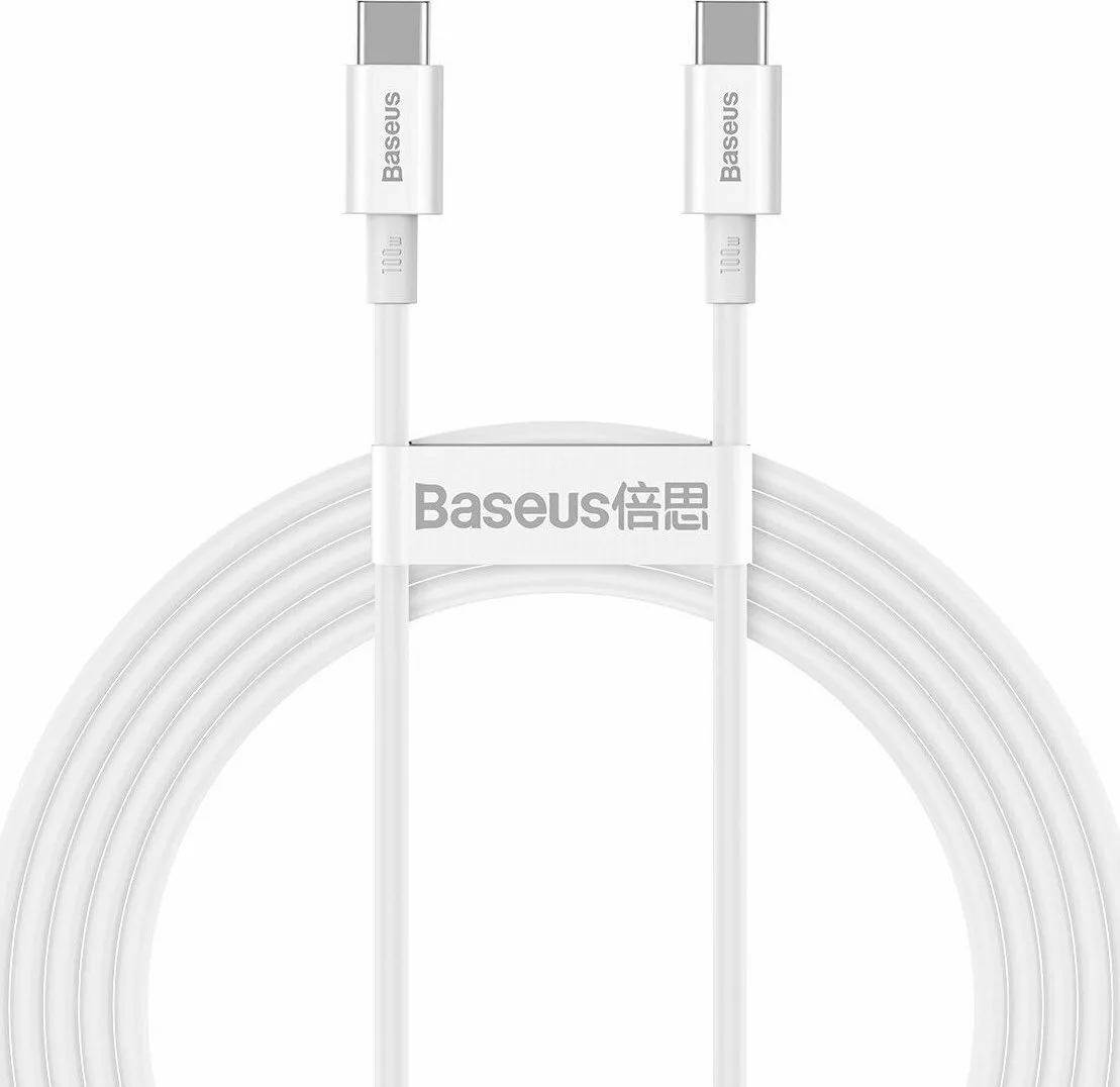 20211015161307_baseus_usb_2_0_cable_usb_c_male_usb_c_male_leyko_2m_catys_c02.jpeg Baseus Superior USB 2.0 Cable USB-C male - USB-C 100W PD Λευκό 2m CATYS-C02 - Image 1