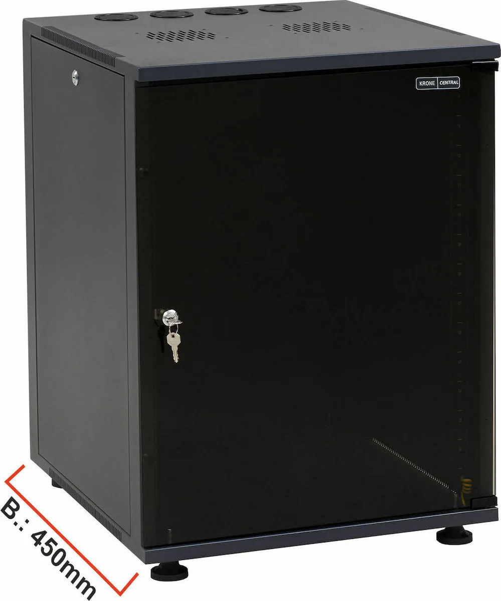Central Basic 1 Επιτοίχια Καμπίνα Rack 12U με Γυάλινη Πόρτα 54x45x58cm Μαύρο 7000 3 450 12/C - Image 1