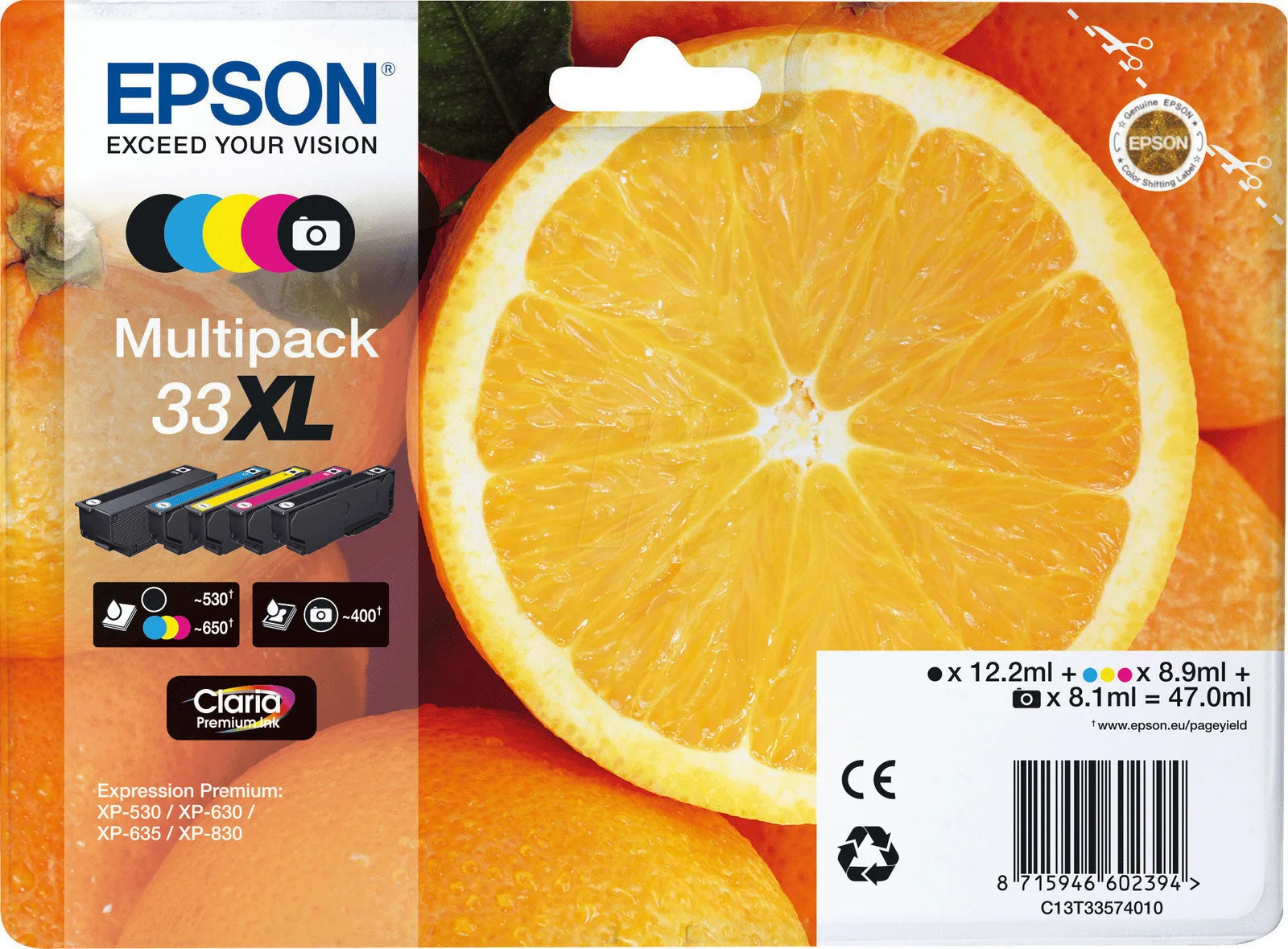 Epson 33XL Γνήσιο Πακέτο Μελανιών Εκτυπωτή InkJet Πολλαπλό (Color) (C13T33574510) - Image 1