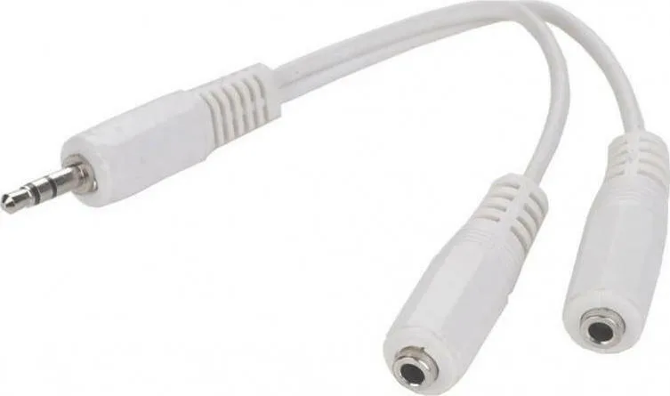 Cablexpert CCA-415W Μετατροπέας 3.5mm male σε 3.5mm 2x female Λευκό 1τμχ - Image 1