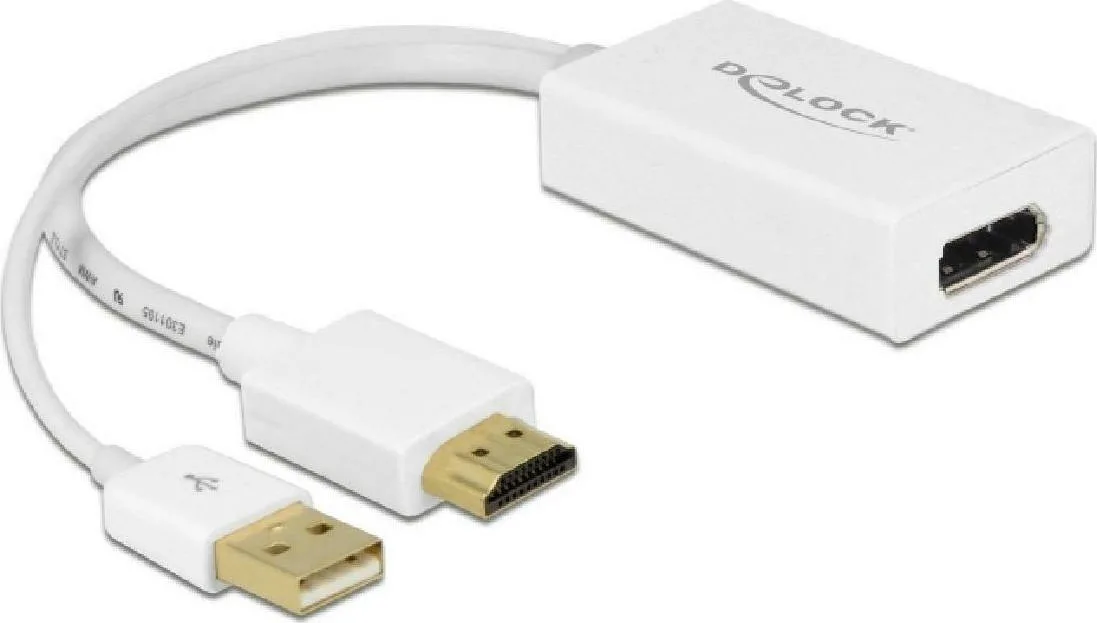 DeLock Μετατροπέας HDMI male σε DisplayPort female Λευκό 1τμχ 62496 - Image 1