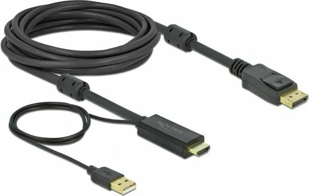 DeLock 4K 30Hz Cable DisplayPort male - HDMI male 5m Μαύρο (85966) - Image 1
