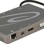 DeLock USB-C Docking Station με HDMI/DisplayPort 4K PD Ethernet και συνδεση 2 Οθονών Ασημί (87297)