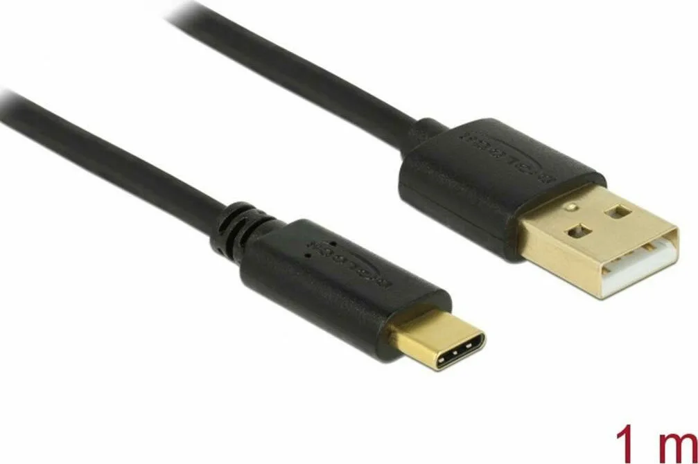 DeLock 83600 USB 2.0 Cable USB-C male - USB-A Μαύρο 1m 83600 - Image 1