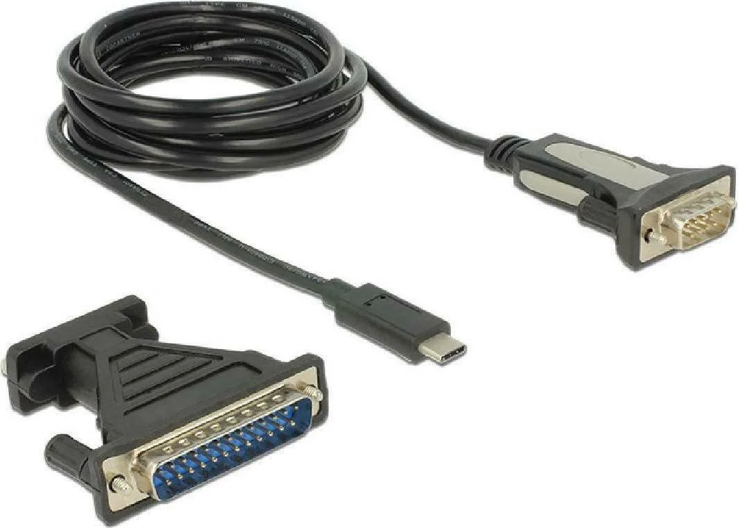 DeLock USB 2.0 Cable USB-C male - RS-232 Μαύρο 1.8m 62904 - Image 1