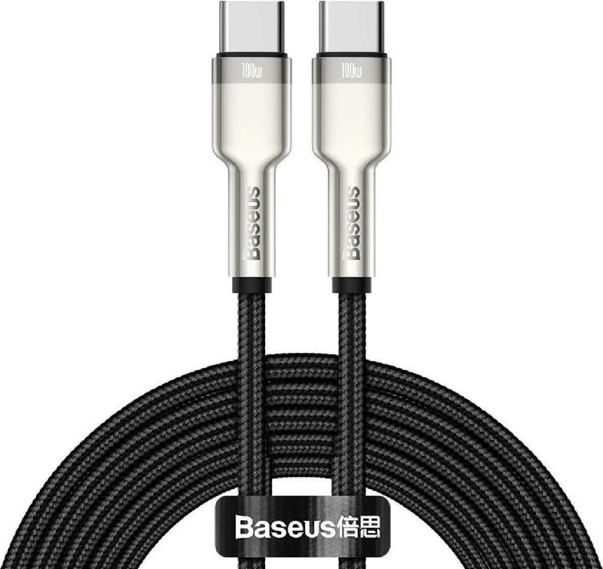 Baseus Cafule Metal Braided USB 2.0 Cable USB-C male - USB-C 100W PD Μαύρο 2m CATJK-D01 - Image 1