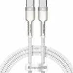 Baseus Cafule Metal Braided USB 2.0 Cable USB-C male - USB-C 100W PD Λευκό 1m CATJK-C02