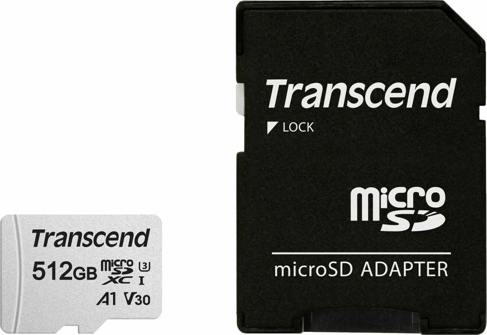 Transcend 300s microSDXC 512GB U3 V30 A1 UHS-I 95MB/s με αντάπτορα - Image 1