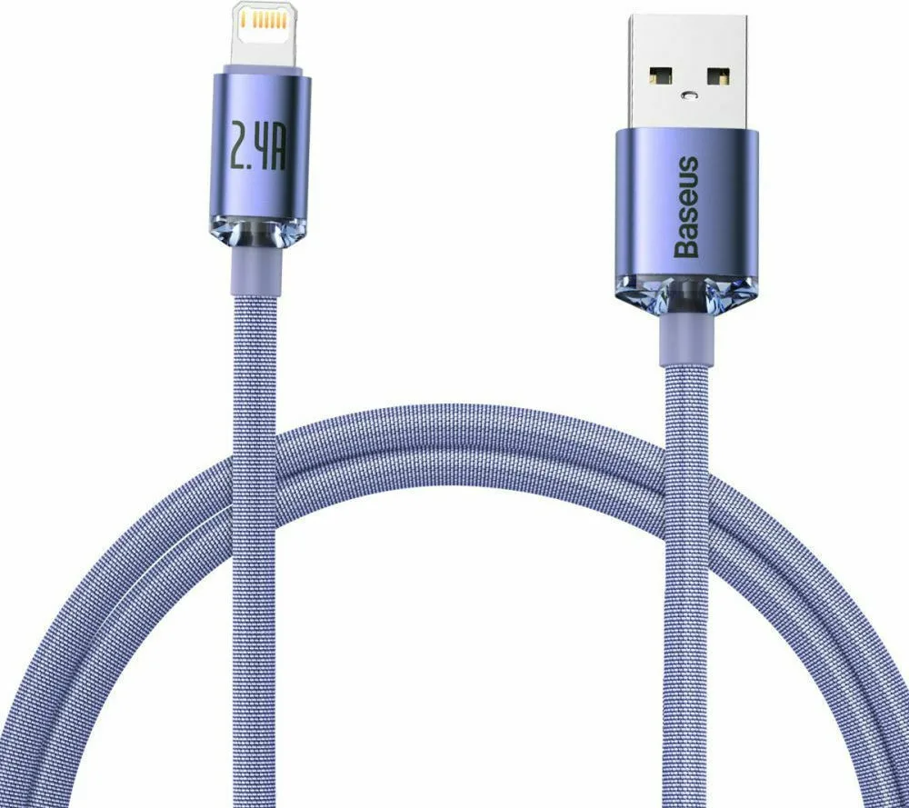Baseus Crystal Shine Braided USB to Lightning Cable Μωβ 1.2m (CAJY000005) - Image 1