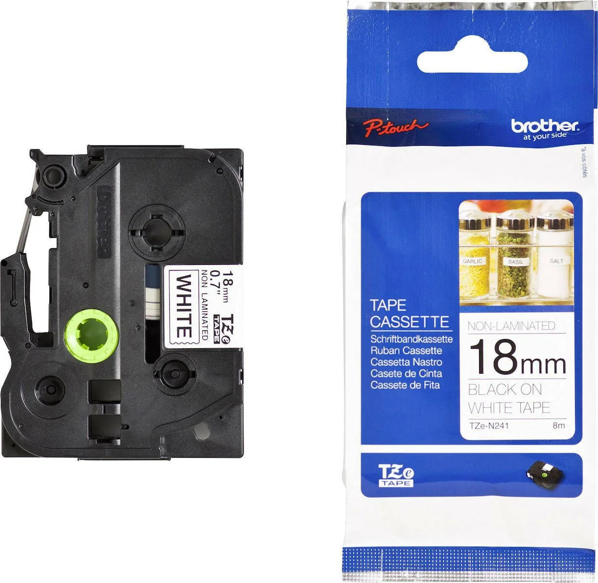 Brother TZE-N241 Ταινία Ετικετογράφου 8m x 18mm σε Λευκό Χρώμα TZE-N241 - Image 1