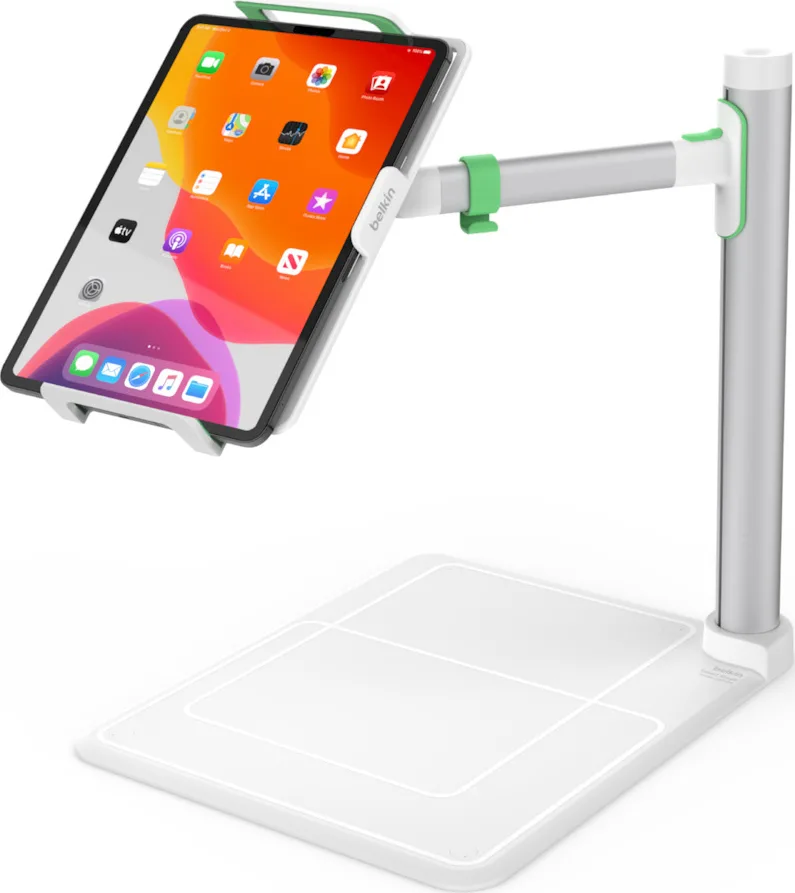 20211123151546_belkin_tablet_stage_vasi_tablet_me_vrachiona_se_leyko_chroma.jpeg Belkin Tablet Stage Βάση Tablet με Βραχίονα σε Λευκό χρώμα - Image 1