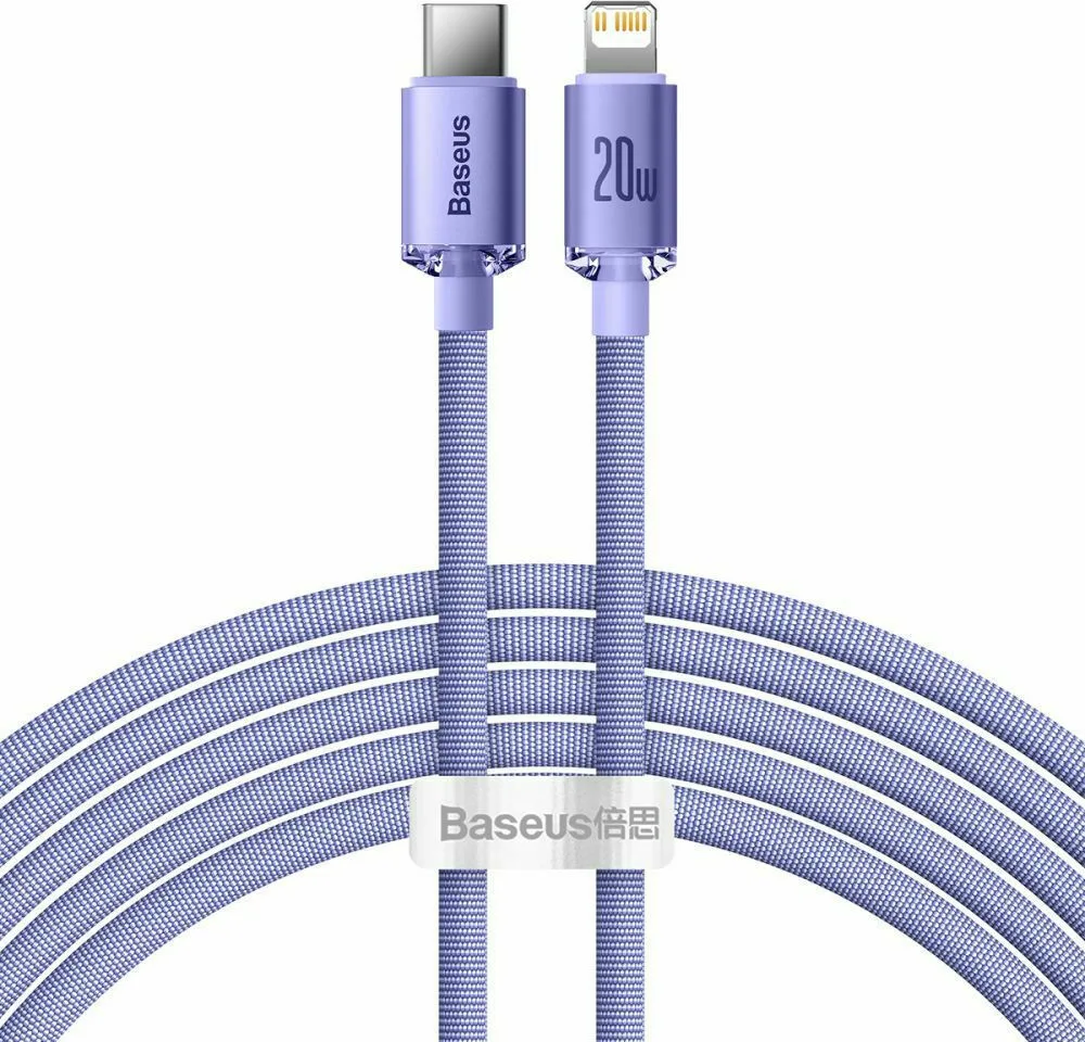 Baseus Crystal Shine Braided USB-C to Lightning Cable 20W Μωβ 2m (CAJY000305) - Image 1