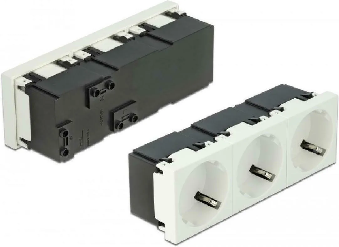 DeLock Easy 45 Τριπλή Χωνευτή Πρίζα Ρεύματος 45x45mm 5τμχ Λευκή 5τμχ 81323 - Image 1