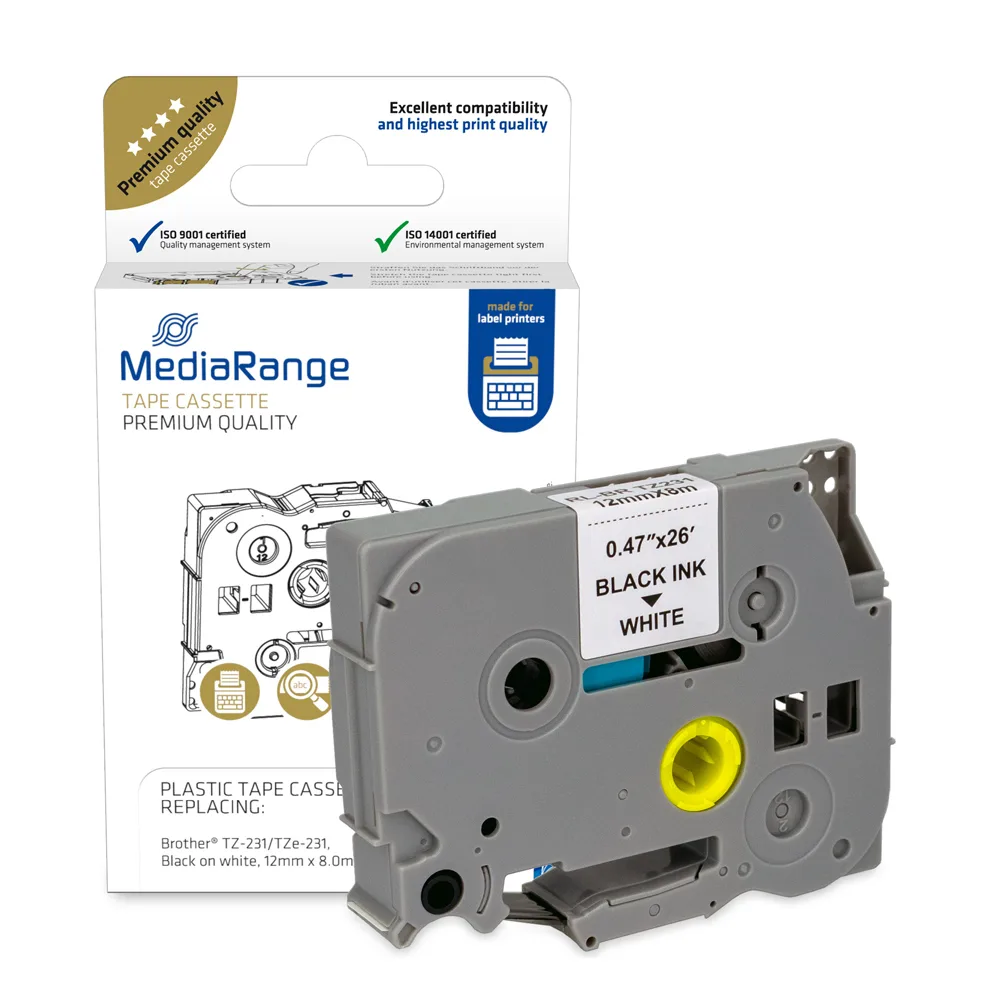 MediaRange Ταινία Ετικετογράφου 8m x 12mm σε Λευκό Χρώμα MRBTZ231 - Image 1