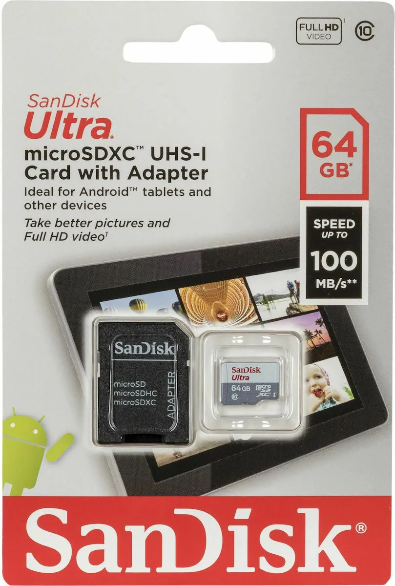 Sandisk Ultra microSDXC 64GB Class 10 UHS-I 80MB/s με αντάπτορα - Image 1