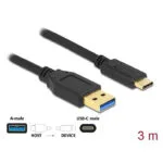 DeLock USB 3.2 Cable USB-C male - USB-A Μαύρο 3m 84006
