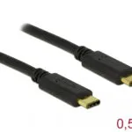 DeLock USB 2.0 Cable USB-C male - USB-C Μαύρο 0.5m 83672