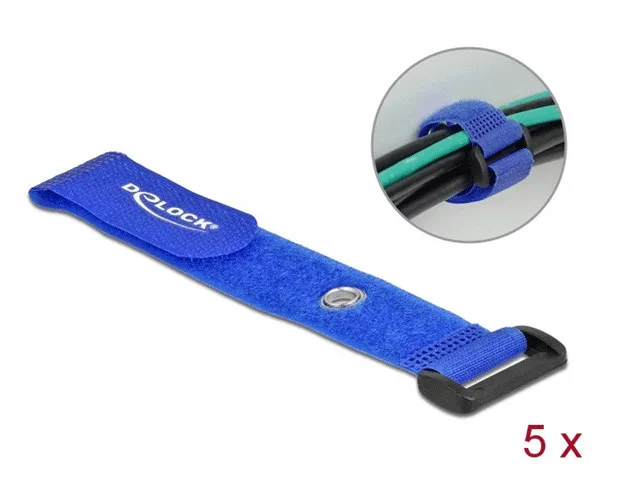 DeLock Δεματικά Καλωδίων Πλαστικά 190mmx25mm σε Μπλε χρώμα (5τμχ) (19546) - Image 1