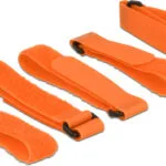 DeLock Hook-and-Loop Δεματικά Καλωδίων Πλαστικά 300mmx20mm σε Πορτοκαλί χρώμα (5τμχ) (18707)
