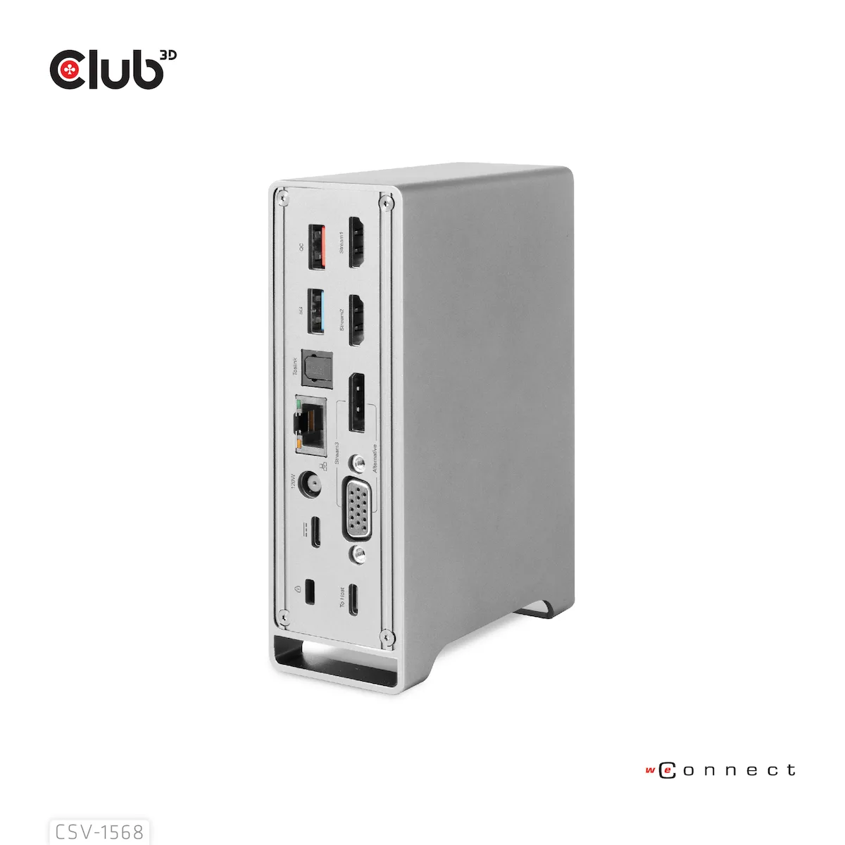 Club3D USB-C Docking Station με DisplayPort 4K PD Ethernet και συνδεση 3 Οθονών Ασημί (CSV-1568) - Image 1