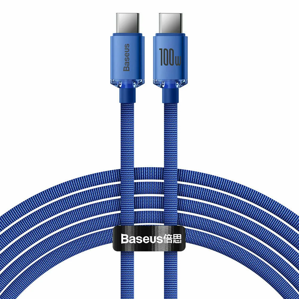 Baseus Crystal Shine Braided USB 2.0 Cable USB-C male - USB-C 100W PD Μπλε 2m CAJY000703 - Image 1