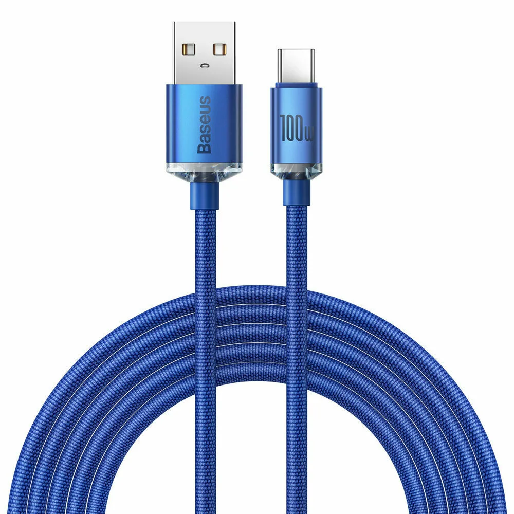 Baseus Crystal Shine Braided USB 2.0 Cable USB-C male - USB-A 100W PD Μπλε 2m CAJY000503 - Image 1