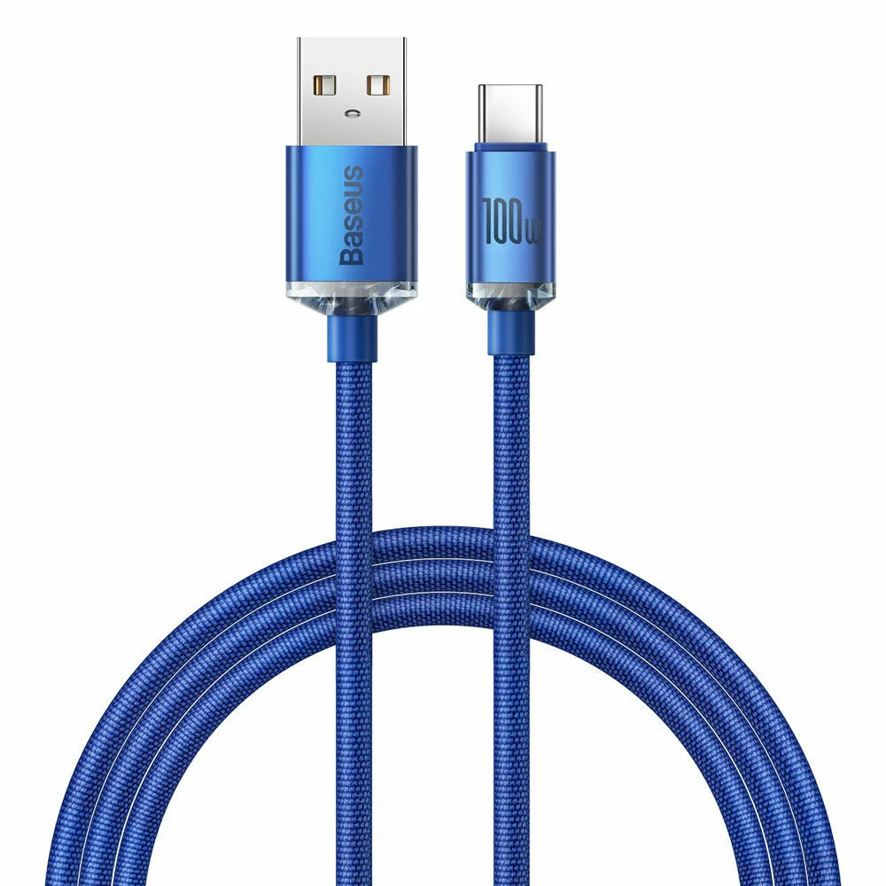 Baseus Crystal Shine Braided USB 2.0 Cable USB-C male - USB-A 100W PD Μπλε 1.2m CAJY000403 - Image 1