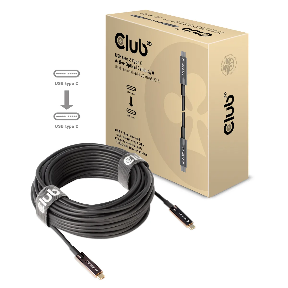 20220131134350_club3d_regular_usb_3_2_cable_usb_c_male_usb_c_male_mayro_20m_cac_1589.jpeg Club3D USB 3.2 Cable USB-C male - USB-C Μαύρο 20m CAC-1589 - Image 1