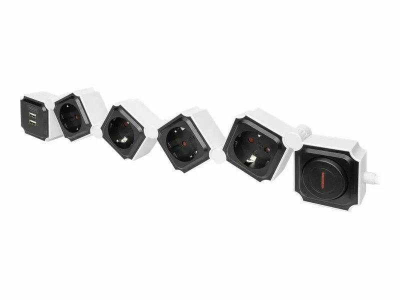 Digitus Πολύπριζο Aσφαλείας 4 Θέσεων με 2 USB-A, Διακόπτη και Καλώδιο 1.6m DA-70620 - Image 1