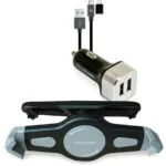 RealPower Holder + Charging Adapter Φορτιστής Αυτοκινήτου 2.4A με Θύρες: 2xUSB μαζί με Καλώδιο Lightning / Micro-USB Μαύρο Χρώμα 168188