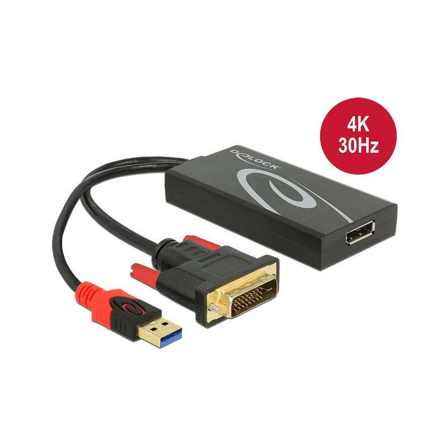 DeLock Μετατροπέας DVI-D / USB-A male σε DisplayPort female (62596) - Image 1