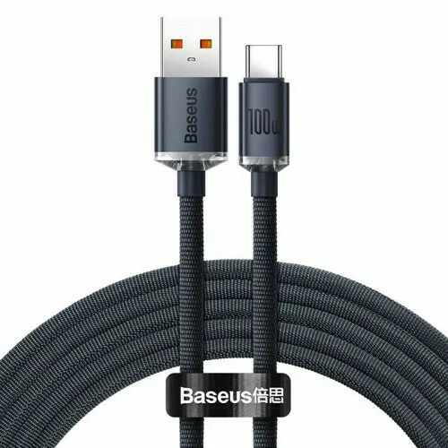 Baseus Crystal Shine Braided USB 2.0 Cable USB-C male - USB-A 100W PD Μαύρο 2m CAJY000501 - Image 1