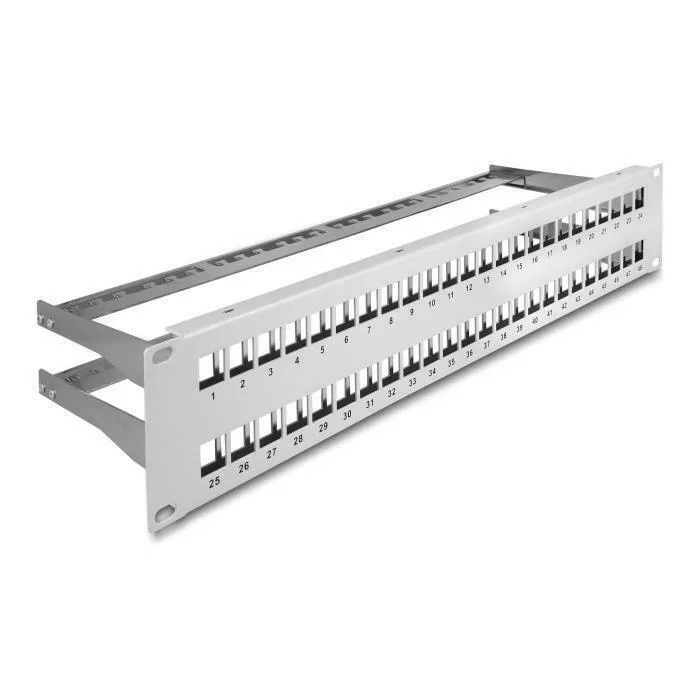 DeLock Patch Panel Keystone για Rack 2U 19" 48 Θυρών με ανακούφιση καταπόνησης Γκρι 66879 - Image 1