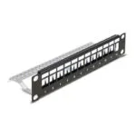 DeLock Patch Panel Keystone για Rack 1U 10" 12 Θυρών με ανακούφιση καταπόνησης Μαύρο 66874