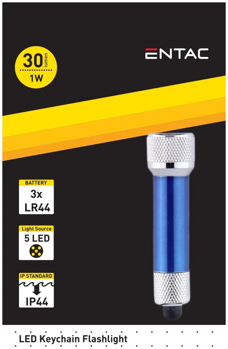 20220314122604_entac_fakos_mprelok_mpatarias_30lm_15_007_0008.jpeg Entac Φακός Μπρελόκ LED IP44 με Μέγιστη Φωτεινότητα 30lm EFL-5LED-KC 15.007.0008 - Image 1