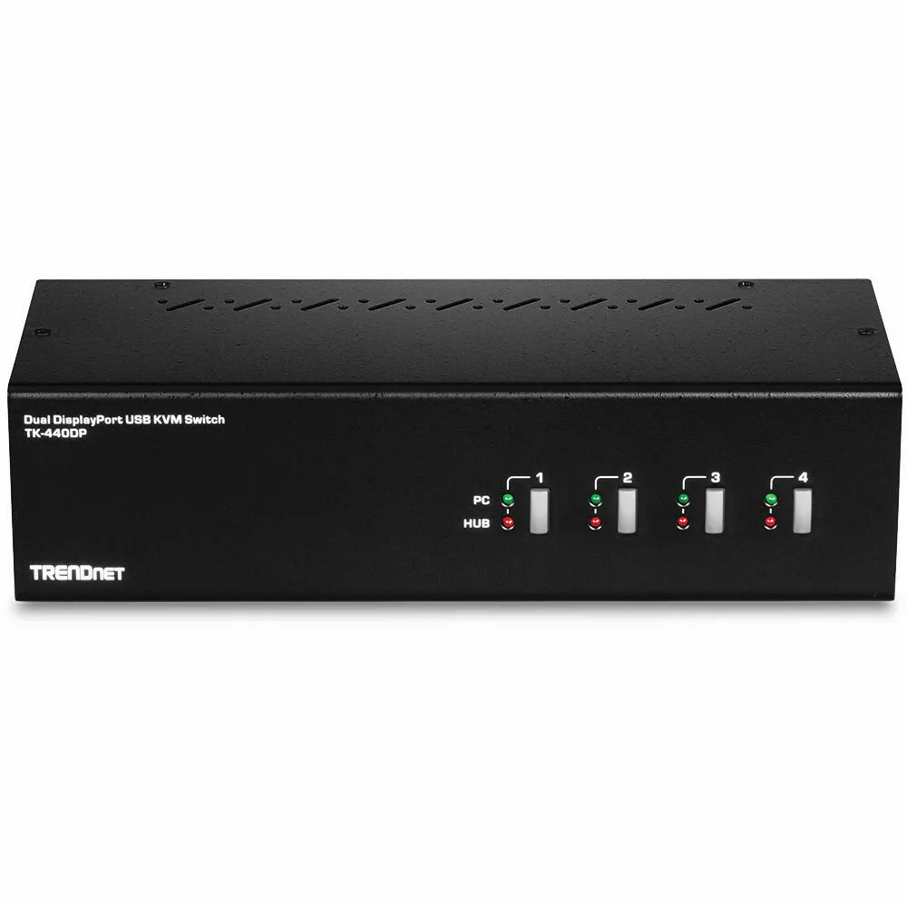 20220329140504_trendnet_4_port_dual_monitor_displayport_kvm_switch.jpeg Trendnet 4-Port Dual Monitor DisplayPort KVM Switch - Image 1